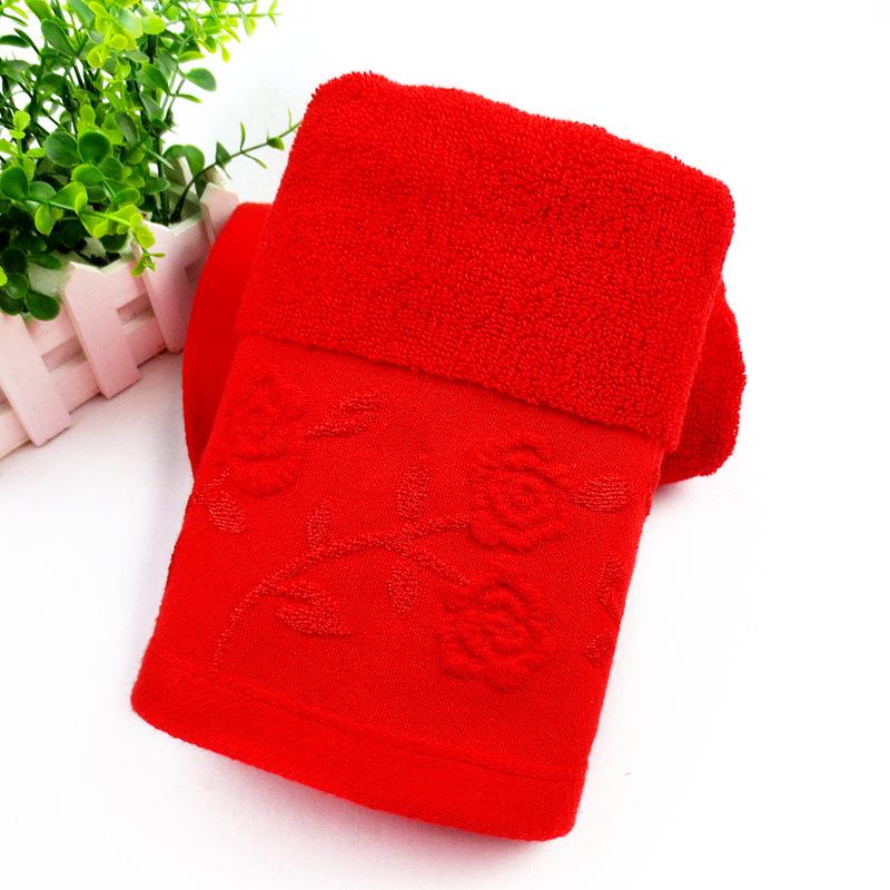 Pure Cotton Yellow & Red Thickened Face Towels - Rose & Sunset Hues