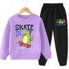 Autumn Children's Kpop Sweatshirts Sets Boys Girls Cartoon Print Pullover and Long Pants 2pcs Sets Kids Casual Tracksuit