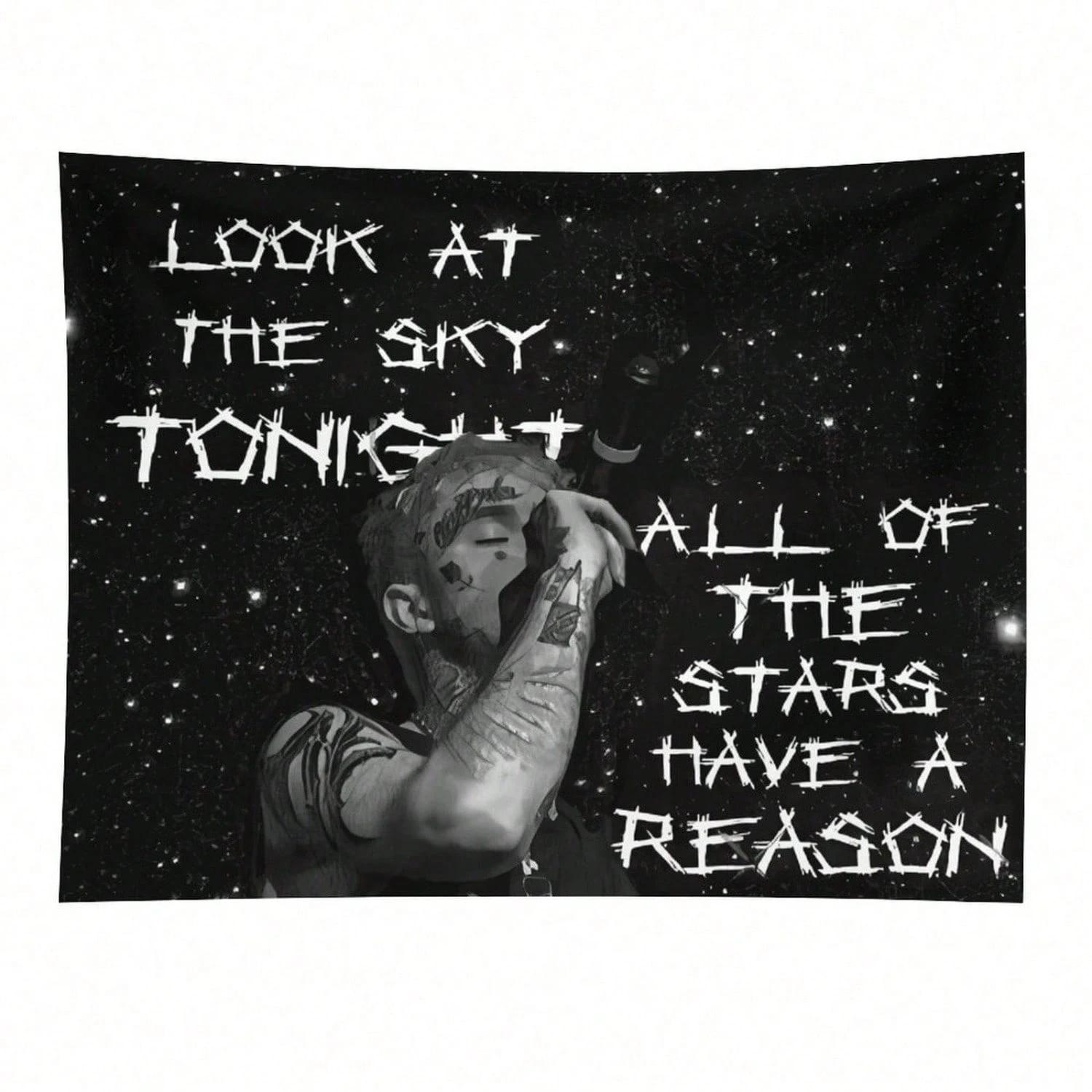 

1pc Hip Hop Star Sky Tapestry Polyester 2D Print Wall Art Cool Rapper Quote Decor for Teen Boys Room Bedroom Living Room Ae 74x94cm(29x37in)