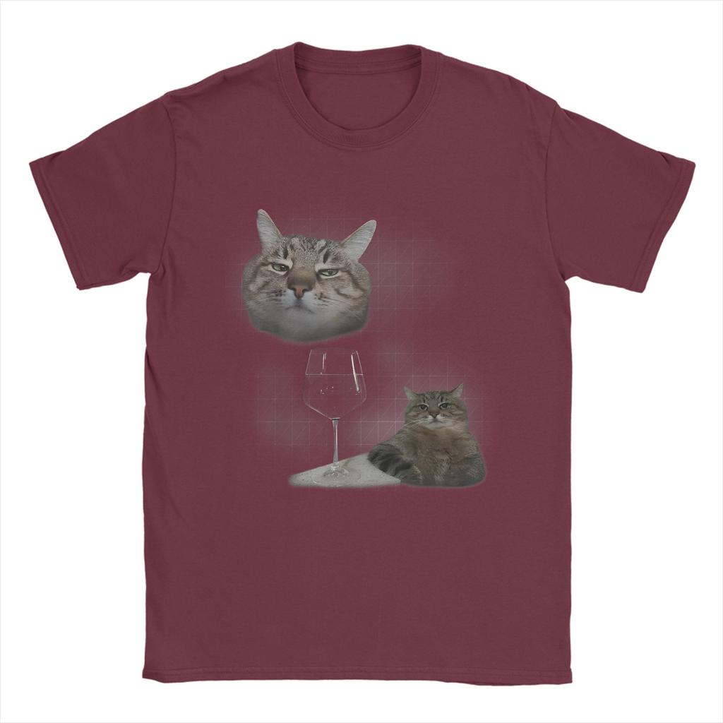 Funny Cat And Wine Art Cats Drinking Oddly Specific Meme Men's T Shirt  Tees Short Sleeve Crew Neck T-Shirts New Arrival Tops