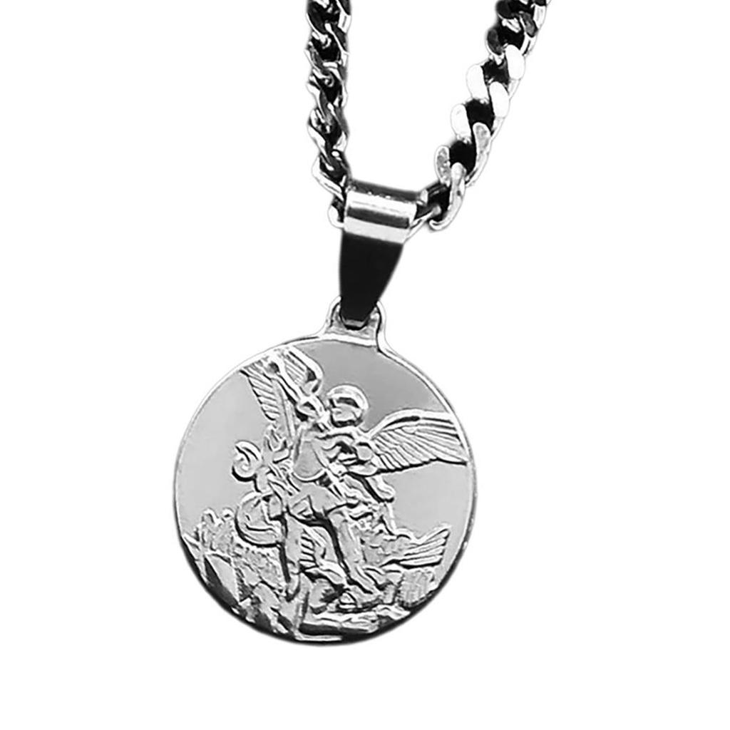 Archangel Gold/Silver Pendant Necklace for Men and Women Stainless Steel Choker Religious Jewelry Inspirational Gift