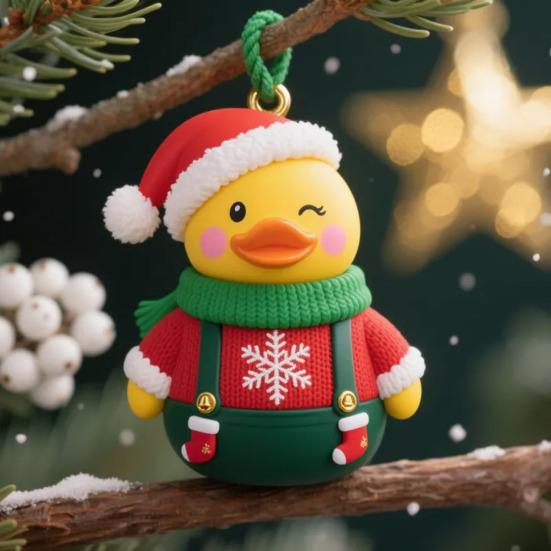 Christmas Duck Ornaments Acrylic Cartoon Ducks Xmas Tree Hanging Decorations for Holiday Party Favors Home Decor