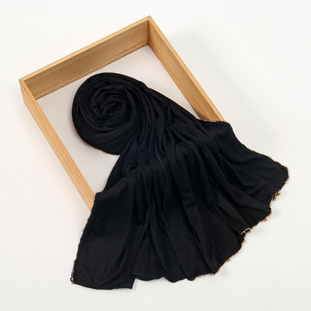 Fashion Chain Modal Jersey Hijab Scarf For Women Muslim Hijab Stretch Shawl Plain Muslim Headband Solid Color Long Muffler