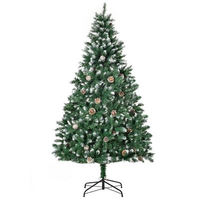 Artificial Christmas Tree 180 Cm Artificial Pine Tree with 59 Pinecones, Snow, 1111 Tips for Indoor Use