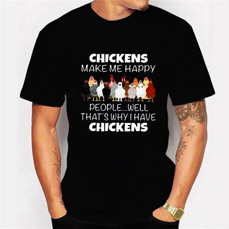 Men's T-shirt Chickens Make Me Happy People Well That's Why I Have Chickens Cartoon T Shirt Graphic Oversized Men Women Tshirt