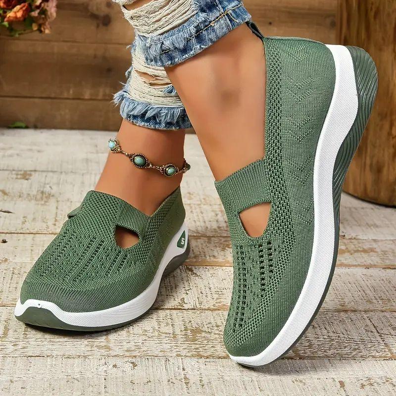 

Soft Sole Knitted Sneakers For Women Breathable Comfort Casual Sports Shoes Woman Lightweight Hollow Out Mesh Flats Summer Shoes 37 светло-фиолетовый