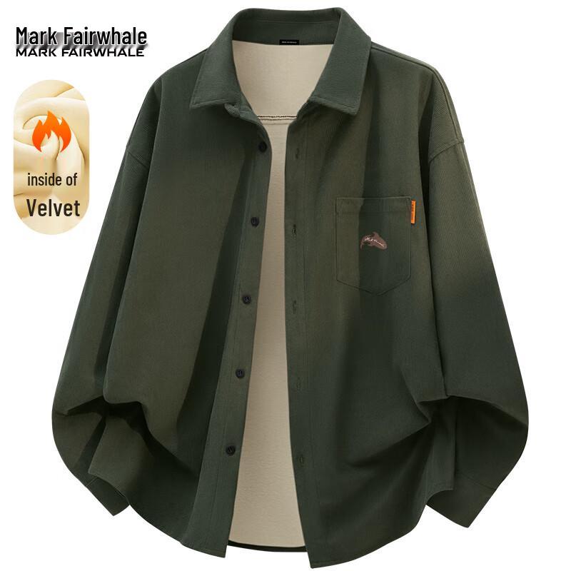 Mark Huafei Unisex American Retro Corduroy Long-Sleeve Shirt Jacket