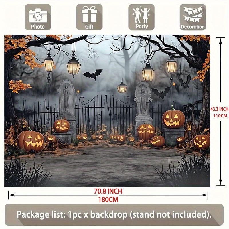 1 Halloween Party Banner - Ghost Tomb and Pumpkin Lantern  Misty Forest Trail Indoor and Outdoor Halloween Decoration
