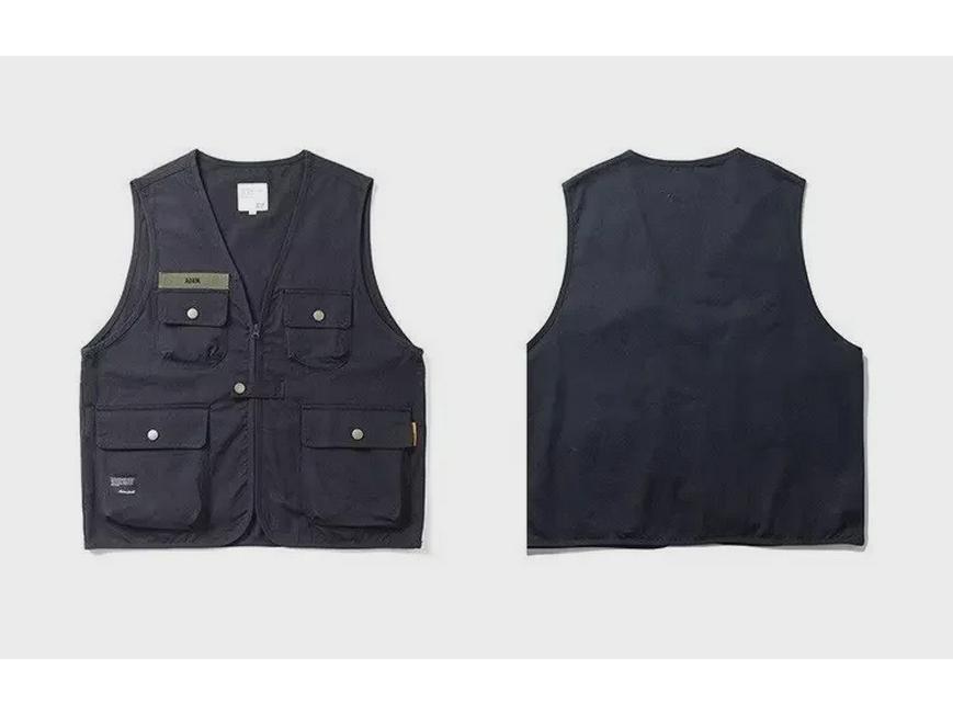 Trendy Unisex Vesty s Více Kapsami a Logem - Ležérní Pracovní Oděv pro Tanec a Fotografii