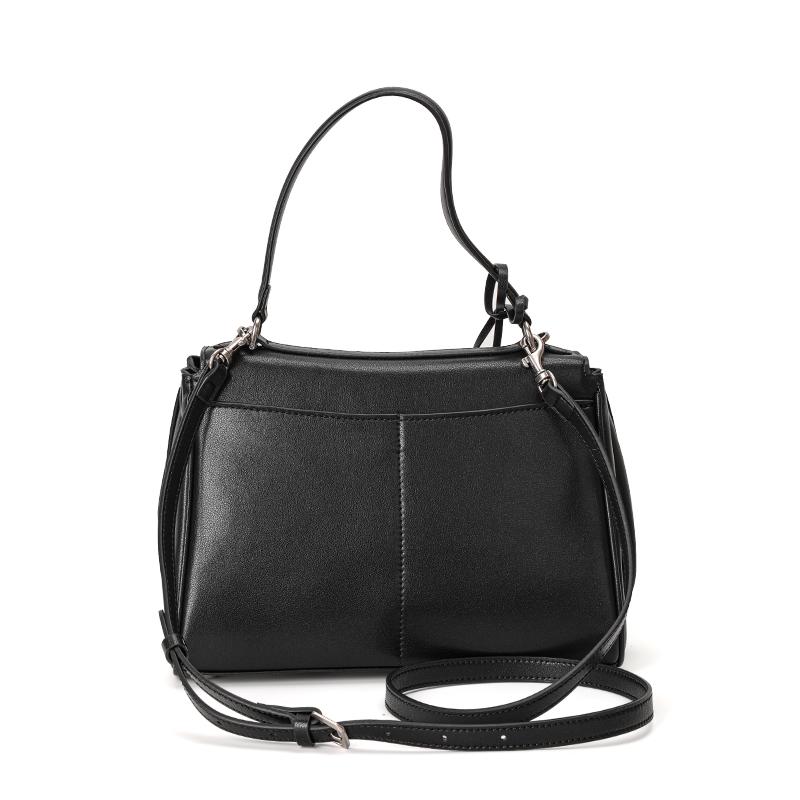 Ekte kuskinn damehåndveske, enkelt skulderstropp crossbody klaff med knapp, stor kapasitet hobo-veske