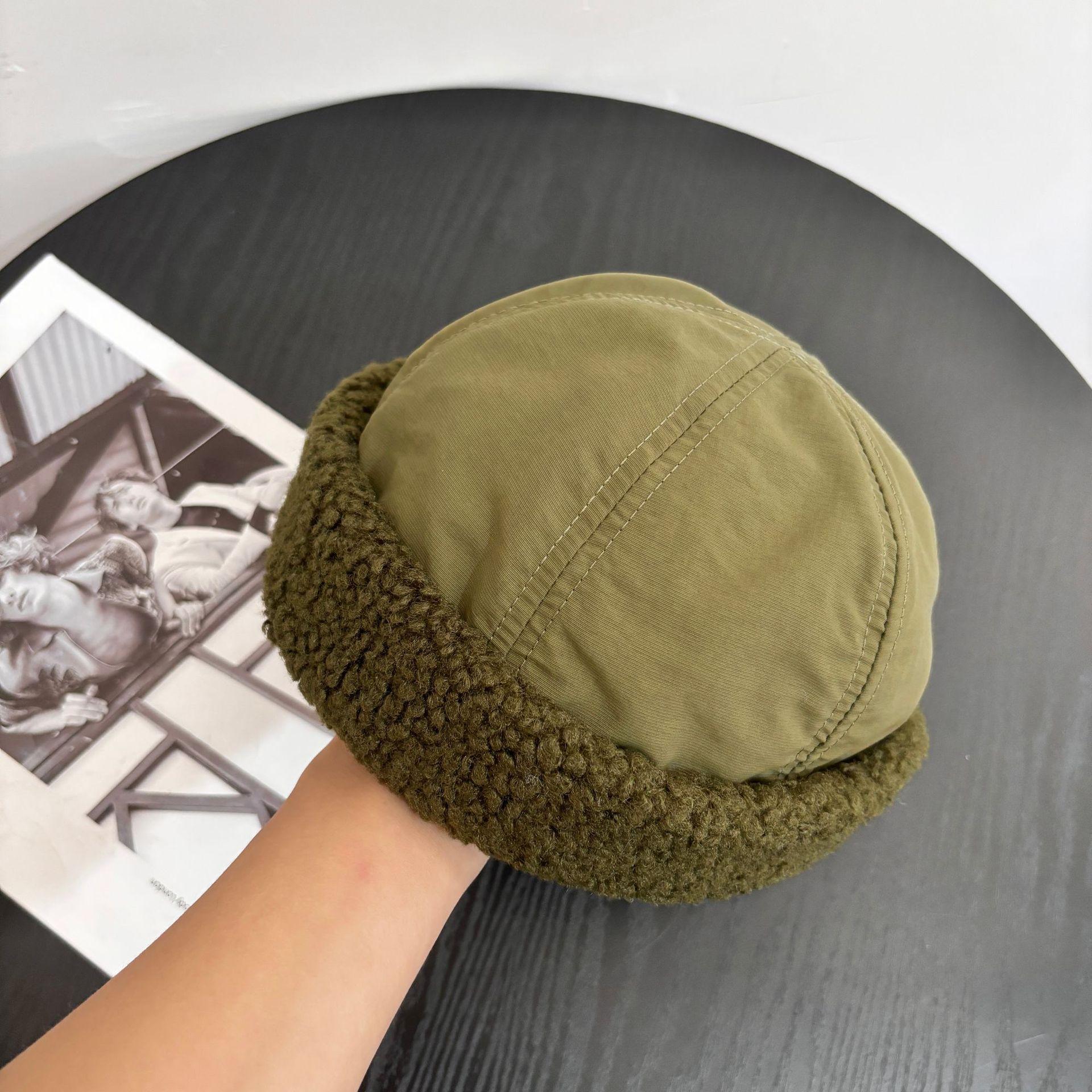 

Autumn and winter melon rind hat quick-drying yuppie tooling trendy men and women outdoor padded lamb wool splicing landlord hat tide M（56-58cm） армія зелений колір