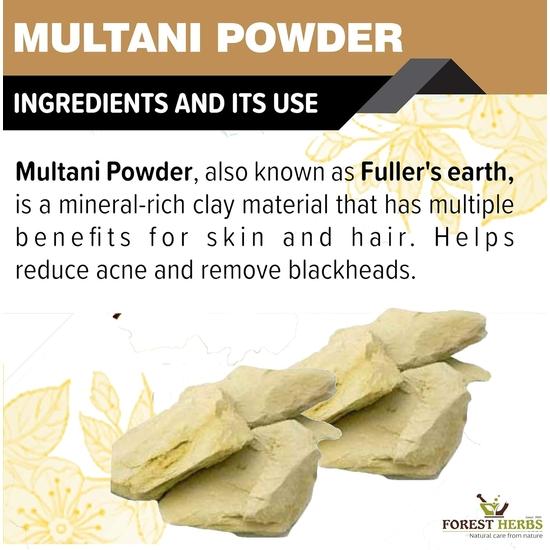 THE FOREST HERBS Natural care from nature 100% Pure Multani Mitti Powder for Face Pack (200G) for Exfoliating Soothing Nourishing Face, Skin & Hair