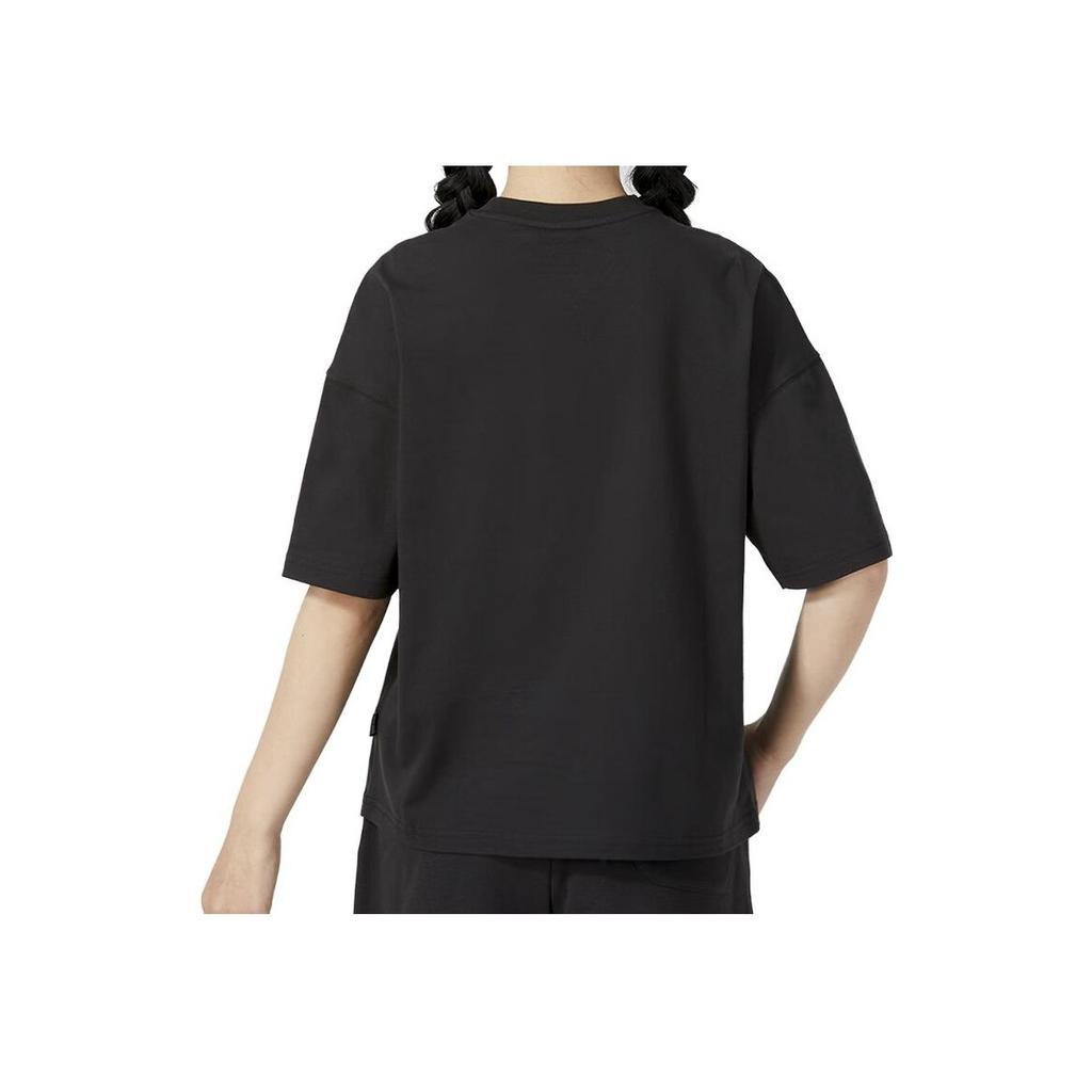 Puma Logo Print Breathable Round Neck Short Sleeve T-Shirt Women Tops Black 677522-01