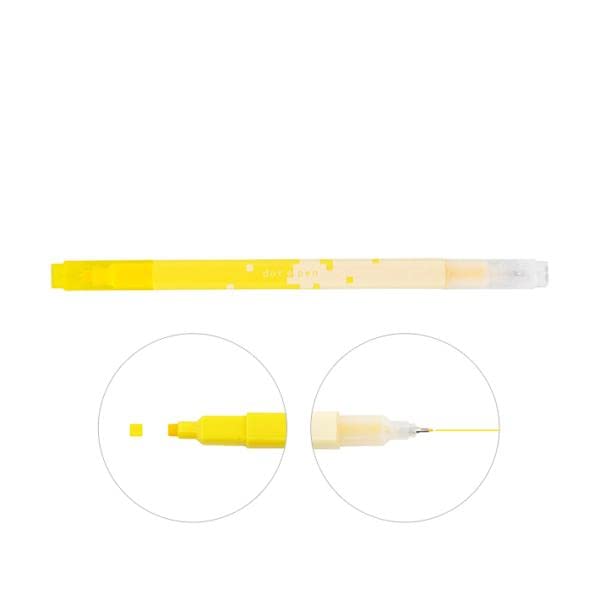 Dot E Marker Pen with Square Dots and Fine for and Yellow SUN-STAR Pen, Double-Sided Water-Based Point, Art, Coloring, Sketching, Illustration,