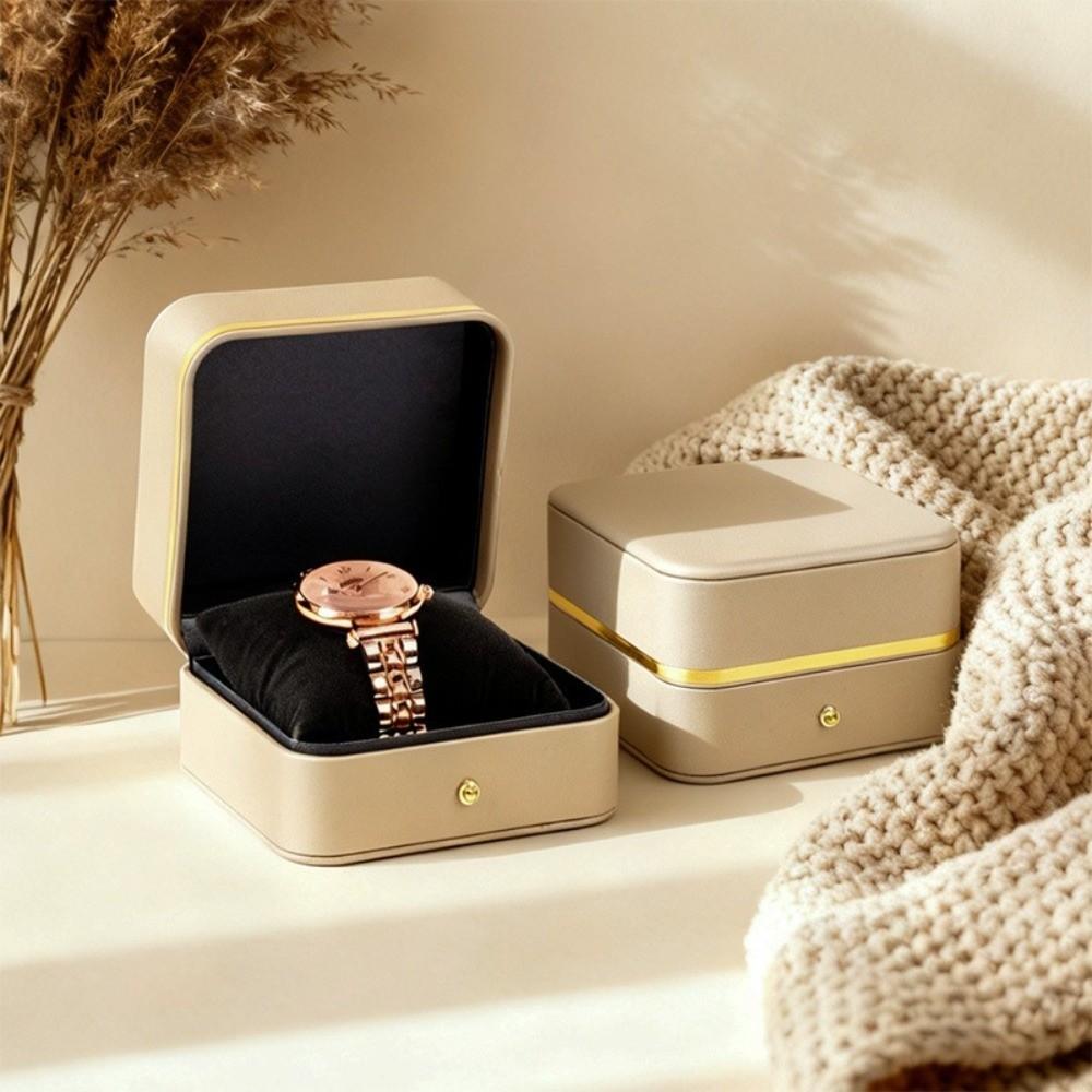 With Watch Pillow Watch Holder Box Gold Trim Gift Packaging Case Luxury Jewelry Organizer Bracelet