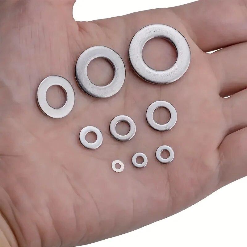 360/580pcs 304 Stainless Steel Flat Washers Set, Perfect For Home Decor, Factory Repair, Kitchens, Shops & More