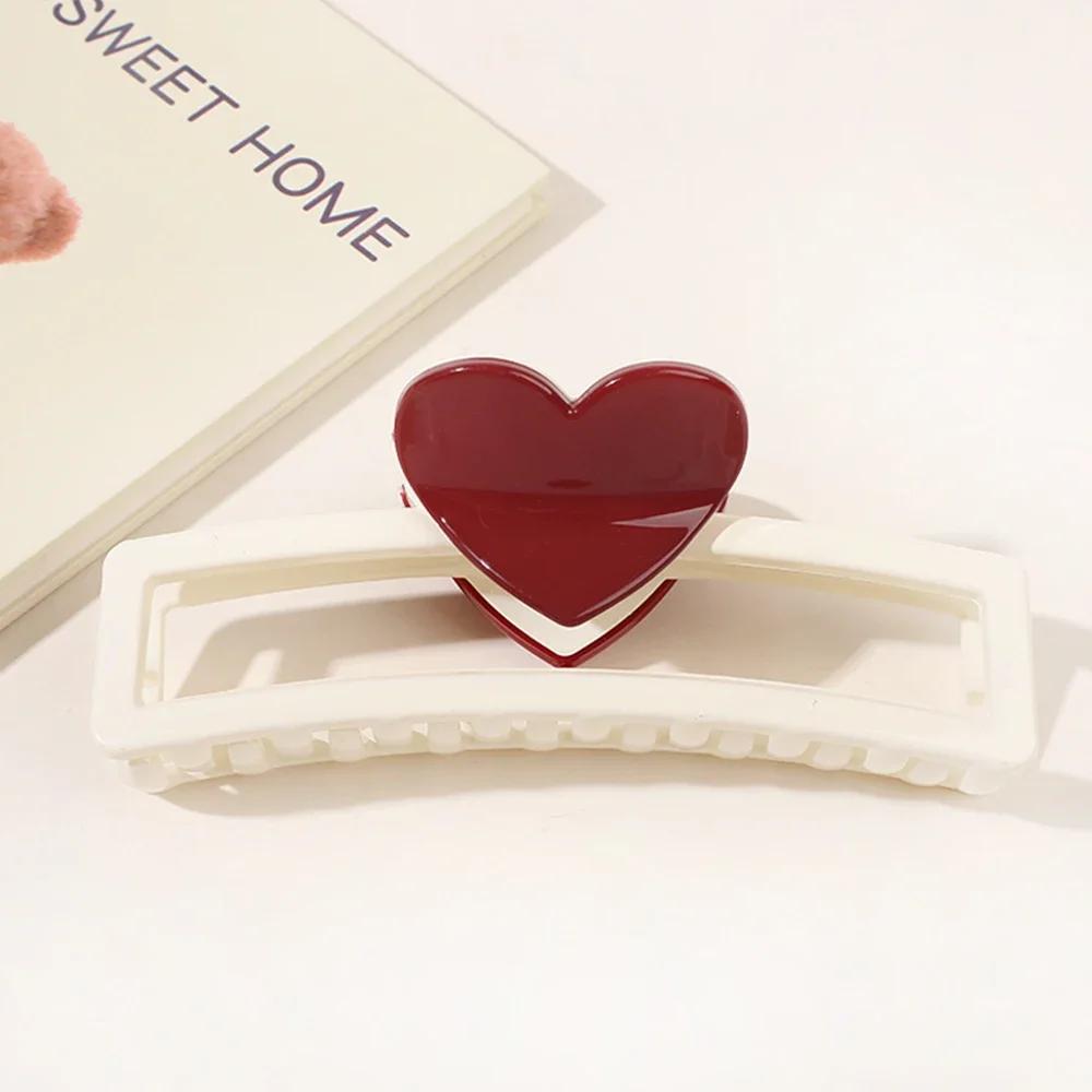 5.1in/3.3in Dopamine Colorful Love Heart Geometric Hair Claw for Women Large Size Shark Clip Thick Thin Hair Accessories Summer