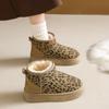 Womens Ankle Boot 2025 Trend New Leopard Print Design Home Plush Warm Botas Mujer Casual One-foot Thick-soled Walking Snow Boots