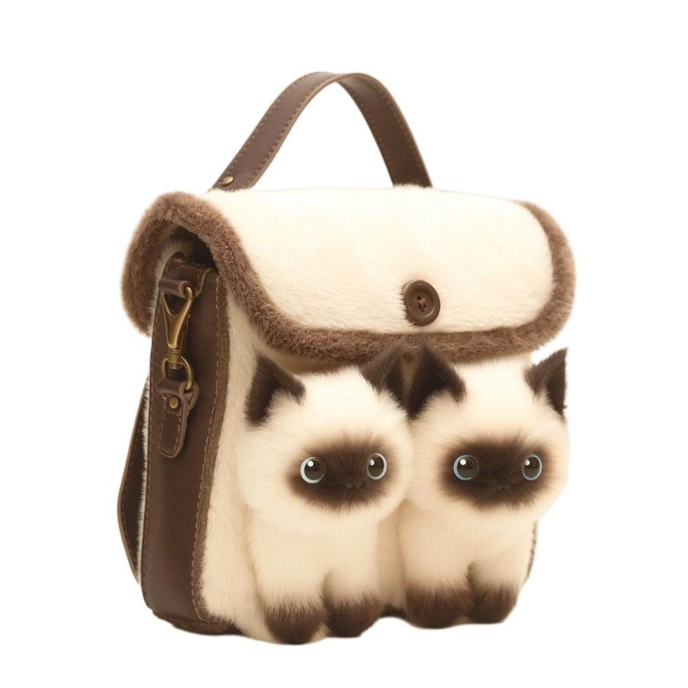 Adorable Plush Backpack Cute Clutch Bag 2025 Kitten Handbag  for Woman Kids