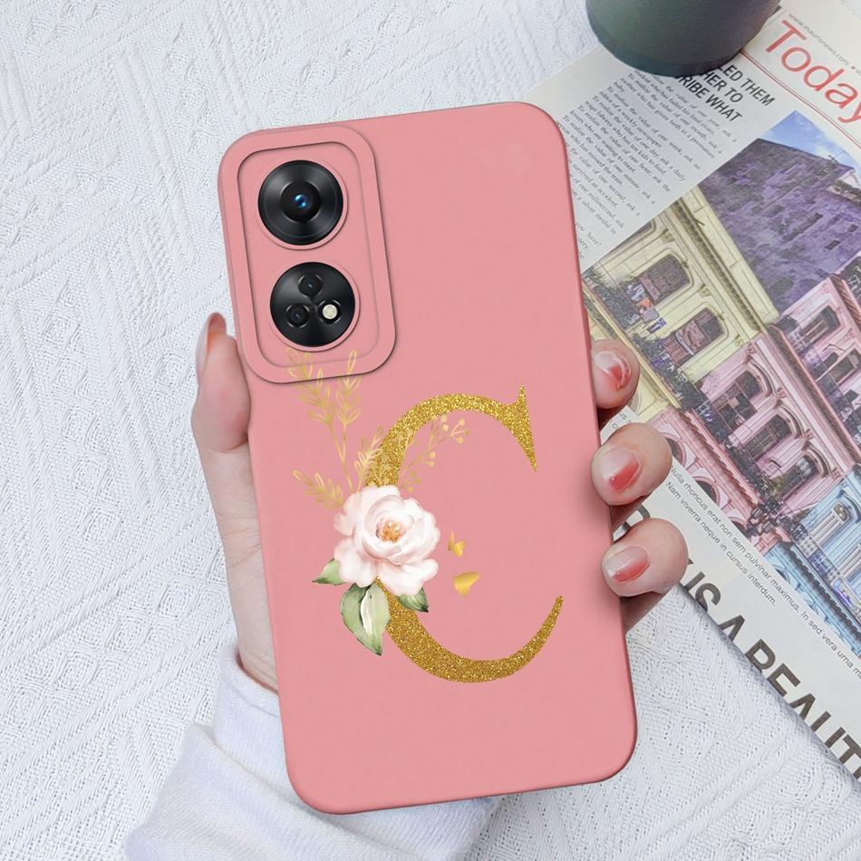 For Oppo Reno 8T 8Z Phone Case Personalized 26 Letter Liquid Silicone Anti Slip Black Cover For OPPO Reno8T 8 Z Lite Coque Funda