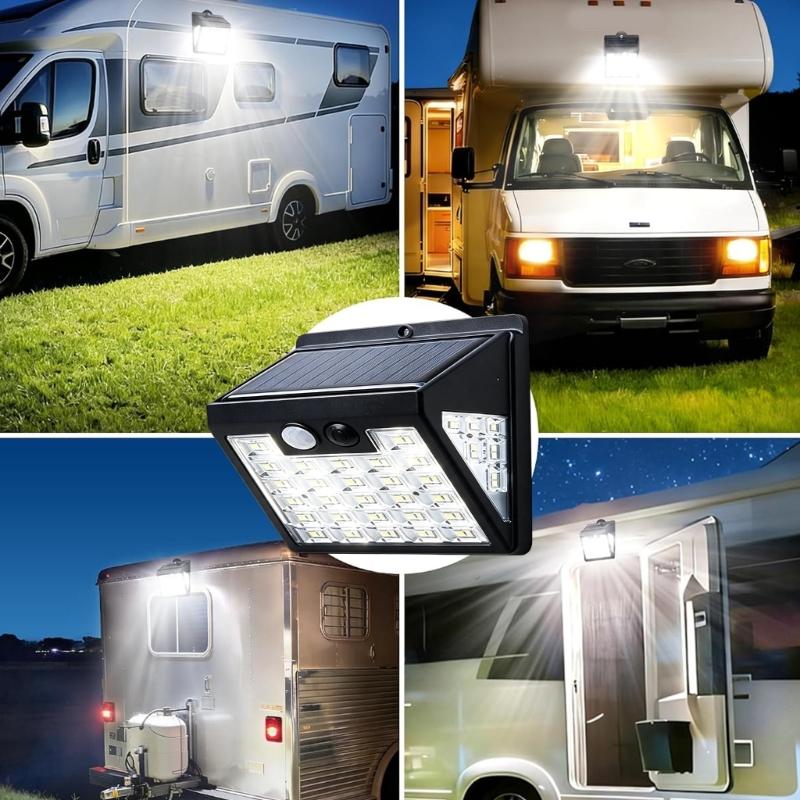 Solar Powered Outdoor Wall Lamp with Motion Activated 3-Side LED Light for Garden Porch and Walkway Areas Use