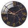 1pc 12 Inch Tempered Glass Wall Clock, Modern Simple Black Marble Texture Gold Roman Numerals Design Wall Clock, Home Mute Clock