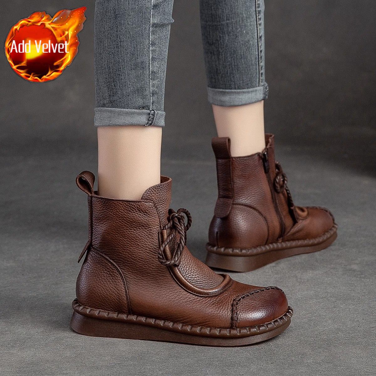 

Fashion Retro Style Woman Short Shoes Soft Zip Lightweight Booties Goth Boot Autumn New In High Quality Sale Hot Ankle Boots for Women 40