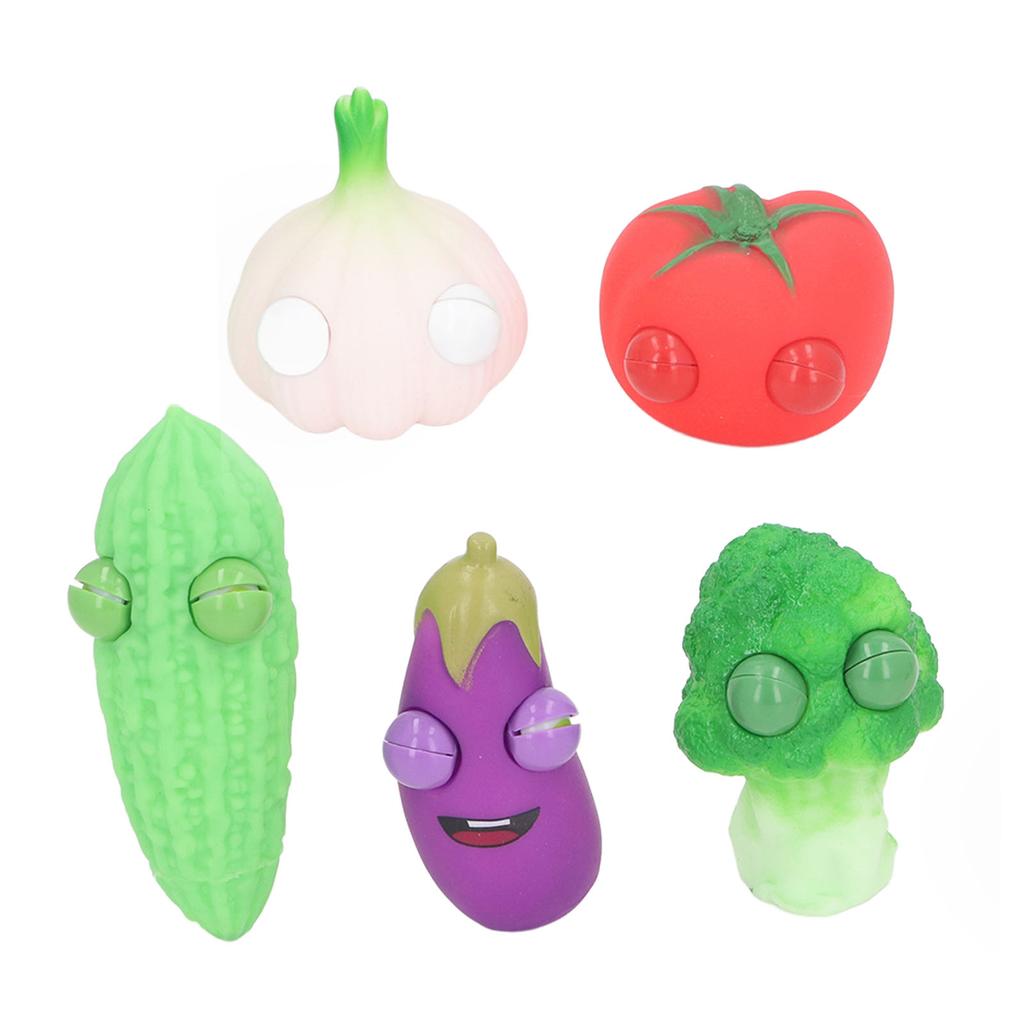 5pcs Silicone Vegetable Stress Relief Toys Popping Out Eyes Sensory Toys Pocket Sized Decompression
