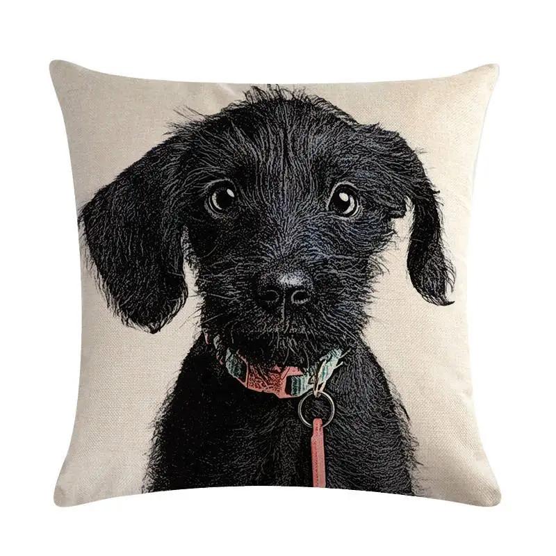 Cute Puppy Head Series Linen Pillow Case Seat Sofa Bedroom Cushion Cover Home Decoration Pillowcase 45*45Cm