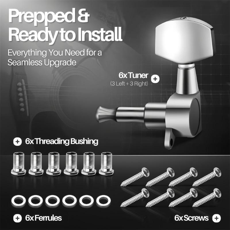 6Pcs Metal Guitar Tunings Pegs Key Tuners Machine Head Knob Guitar String Tunings Peg Guitar Replacement Part Enduring