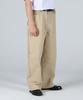 Hueo H Logo Back Pocket Curved Wide Cotton Pants_Beige