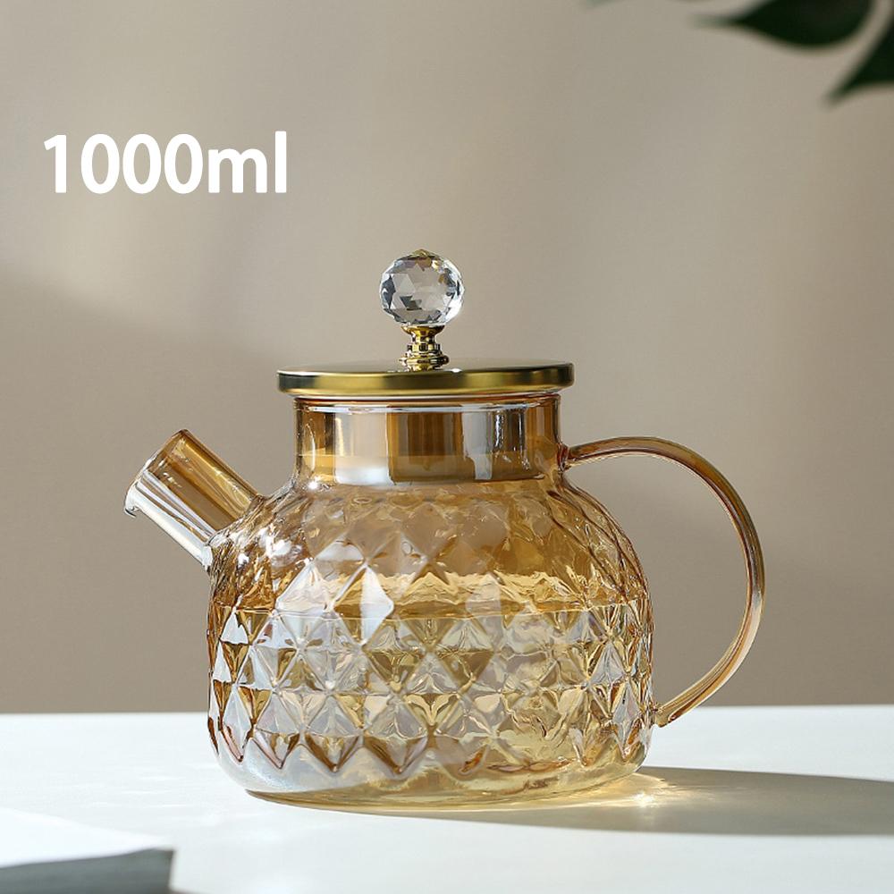 1000ml/1800ml Borosilicate Glass Teapot, Food Grade Glass Tea Pot Amber Tea Kettle for Blooming Tea & Unique Gifts
