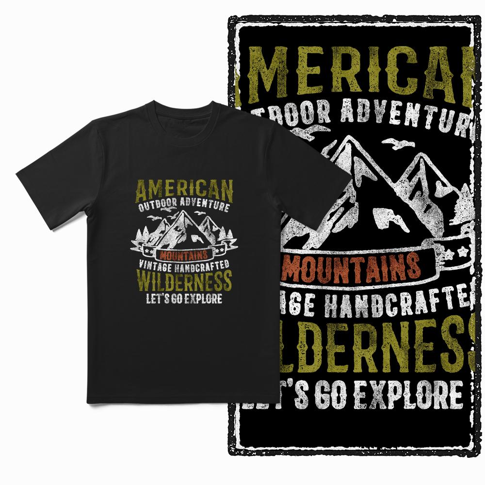 Coolmind YA ADVENTURE Theme Print 100% Cotton Exclusive Graphic Men T Shirt for Men Big Size Cool BLACK Men's Novelty Tee Shirt
