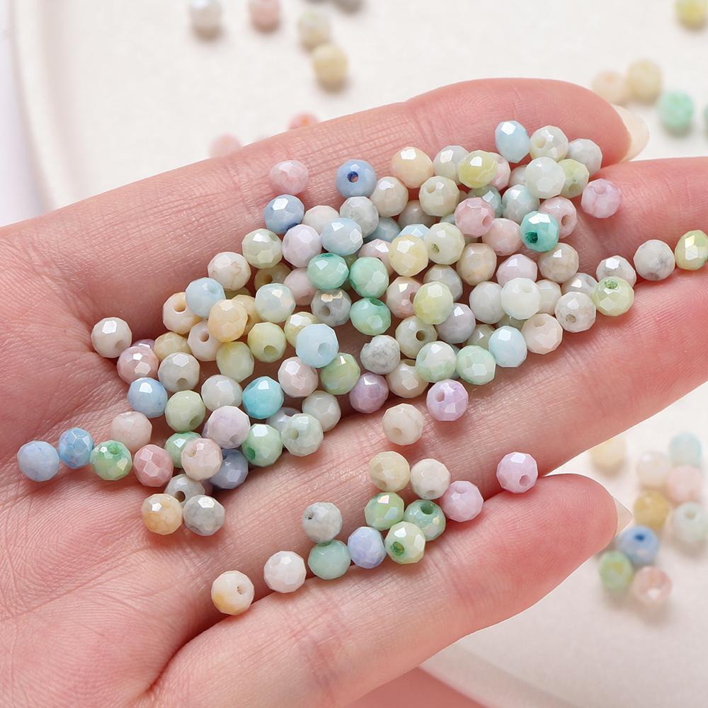 50 Stück/Los 4mm Glas Flachperlen Bunt Facettierte Spacer Lose Perlen für DIY Halskette Armband Ohrring Schmuckherstellung Zubehör