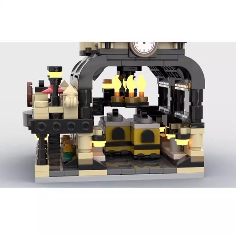 Building Block Compatible 145087 Stagate Train Station Mini Building Street View Creative Model Building Block