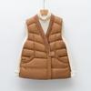 Down Vest Women's Autumn and Winter New V-neck National Style Buckle Casual Vest Shoulder Jacket