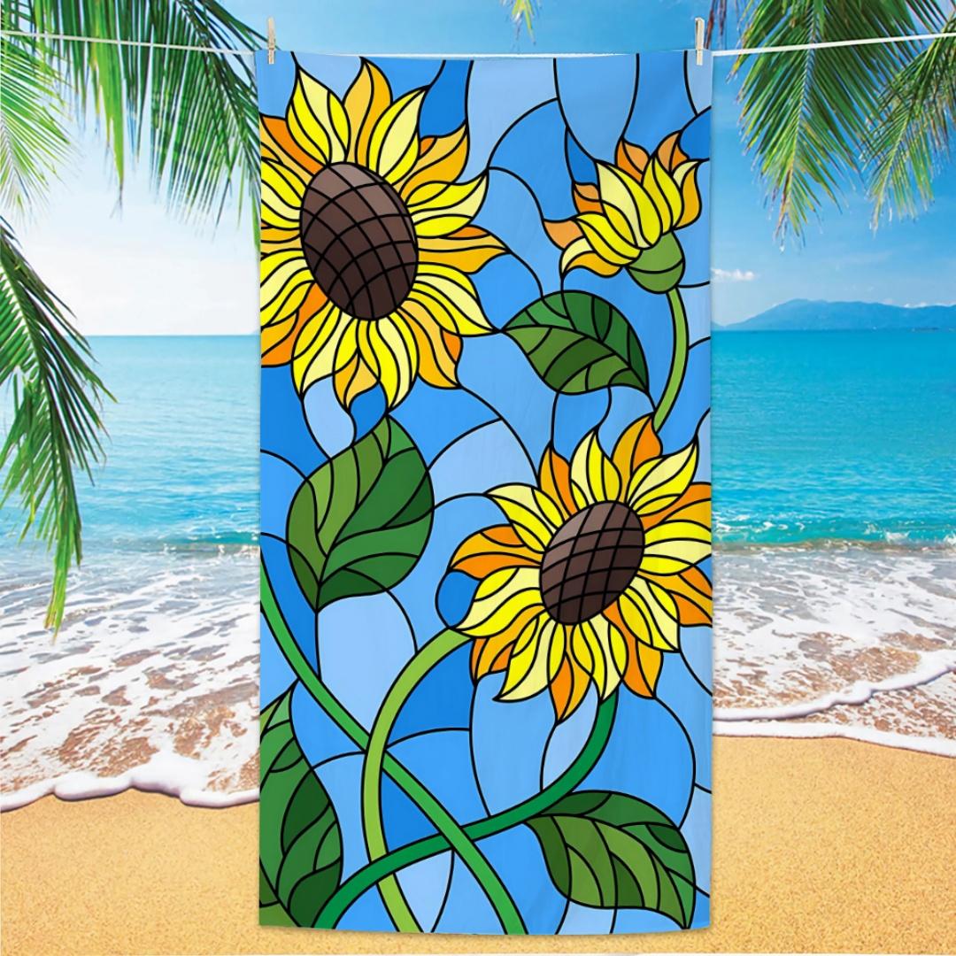 

Sunflower Beach Towel, Digital Printing Thin Quick-Dry Anti-Sand Microfiber Lightweight for Swim, Yoga, Travel, Gym, Gift W30*H60(CM)