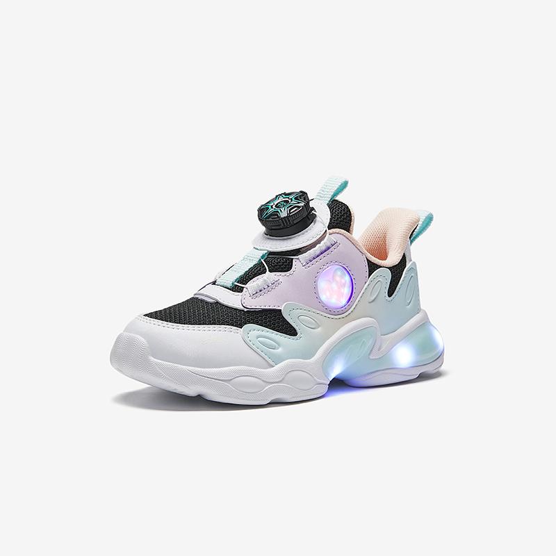 Anta Kids Synthetic Leather Mesh Comfortable Versatile Trendy Fun Light-Up Shoes Lightweight Shock Absorption Low-Top Kids Running Shoes A22449968