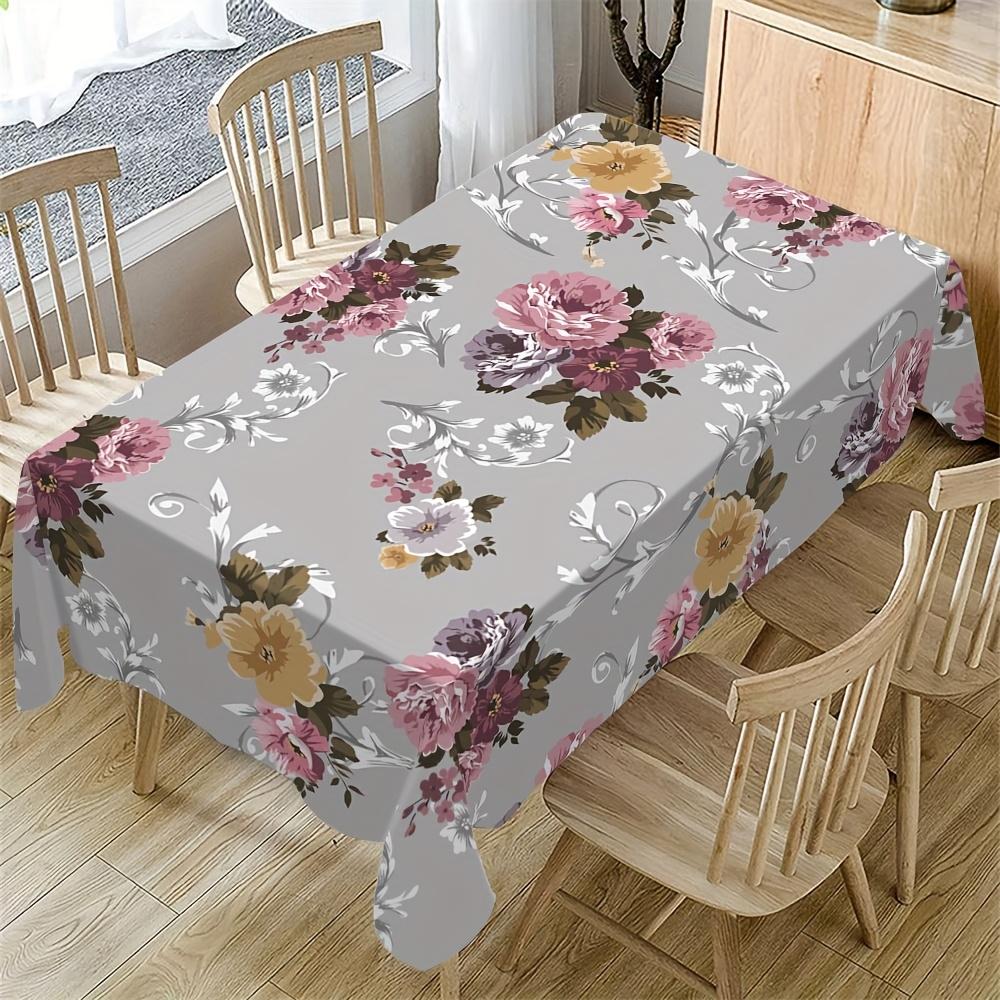 1pc Floral Plaid Tablecloth, Durable Polyester Tablecloth, Perfect for Family Activities, Celebrations, Picnics, Camping, Weddings, Birthday Celebrati