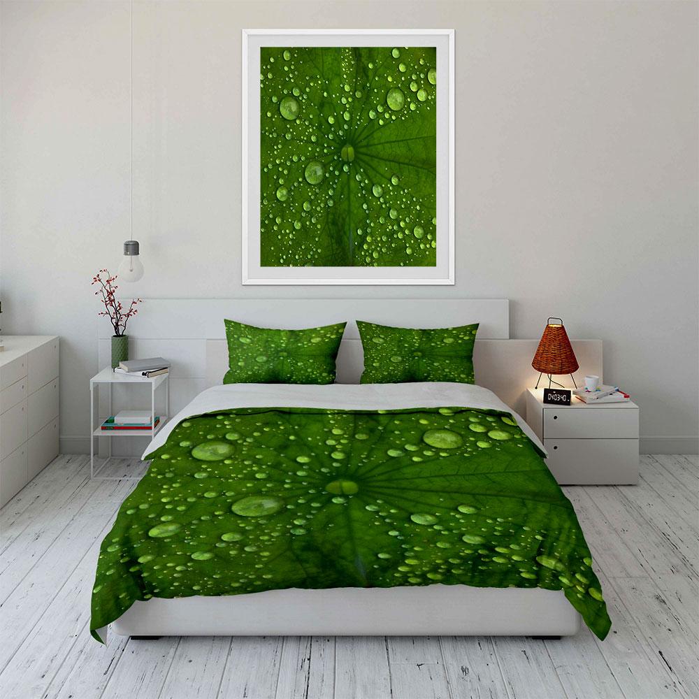 Nature-Inspired Green Leaf Print Trio  Kid'S And Adults' Bedroom Decor, Exquisite Three-Piece Bedding Set Gift