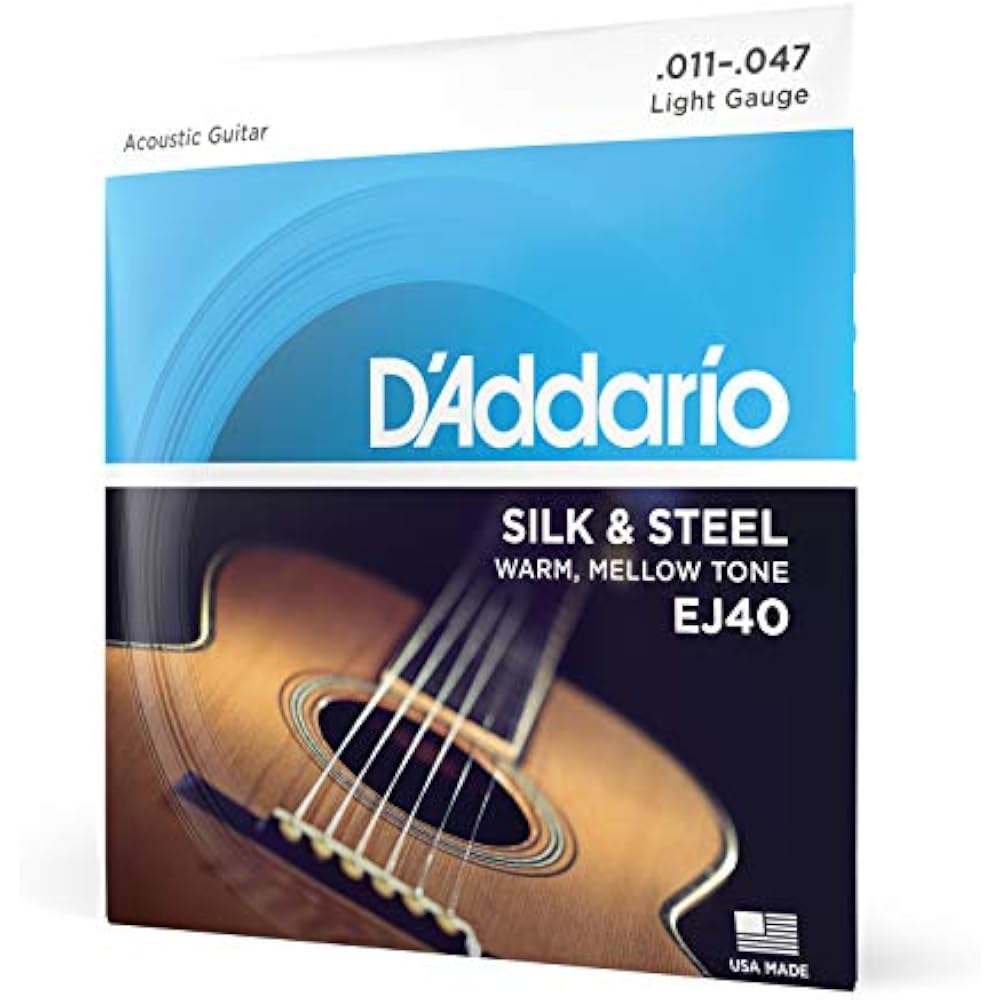 D Addario Daddario Acoustic Guitar Strings Silk & Steel Silverplated Wound .011-.047 EJ40 [Domest...
