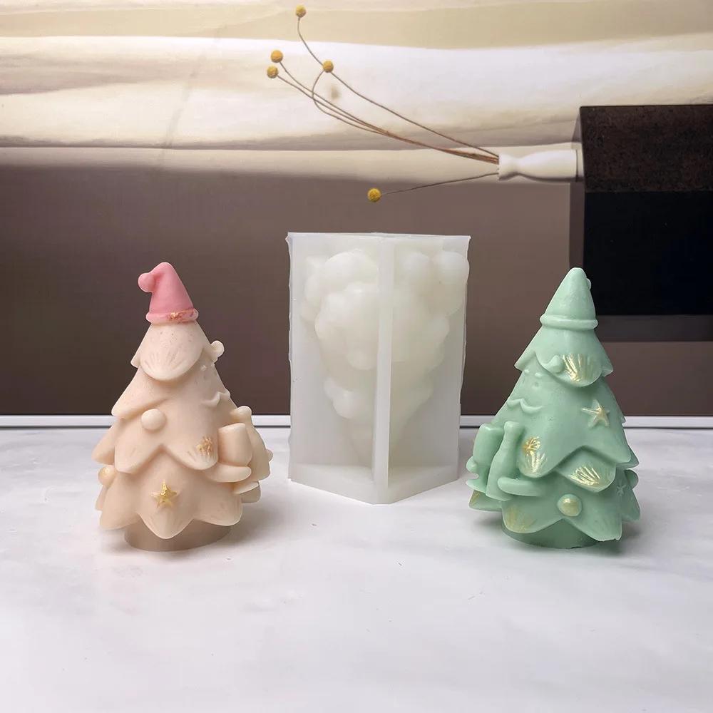 3D Santa Claus Christmas Tree Candle Silicone Mold Wine Bottle Wine Glass Santa Claus Candle Molds Christmas Gift