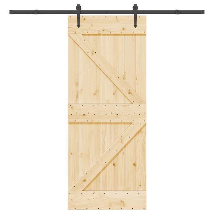 VidaXL Sliding Door and Hardware Kit 85x210 Cm Solid Pine 3332647