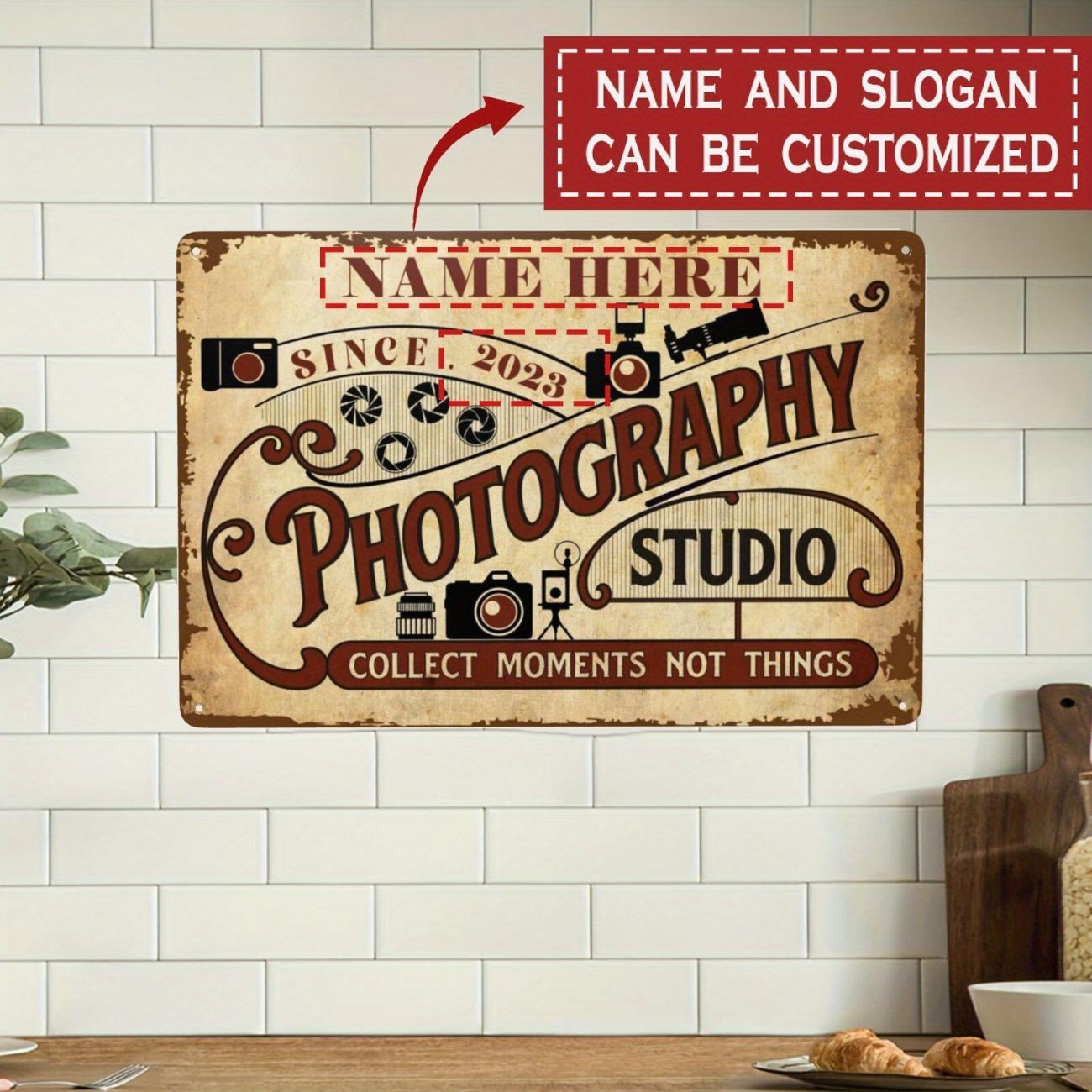 Custom Metal Wall Sign Personalized Photo Studio Retro Design Indoor Outdoor Art Decor белый