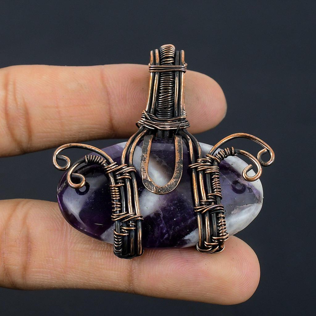 Sage Amethyst  Pendant, Gemstone 999 Copper Wire Wrapped Jewelry Pendant, Handmade Jewelry Birthstone Pendant, Gift For Him