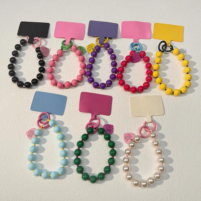 Cute Colorful Love Heart Bead Phone Chain Pendant Charm Strap Cord For Phone Bag Universal Hanging Rope