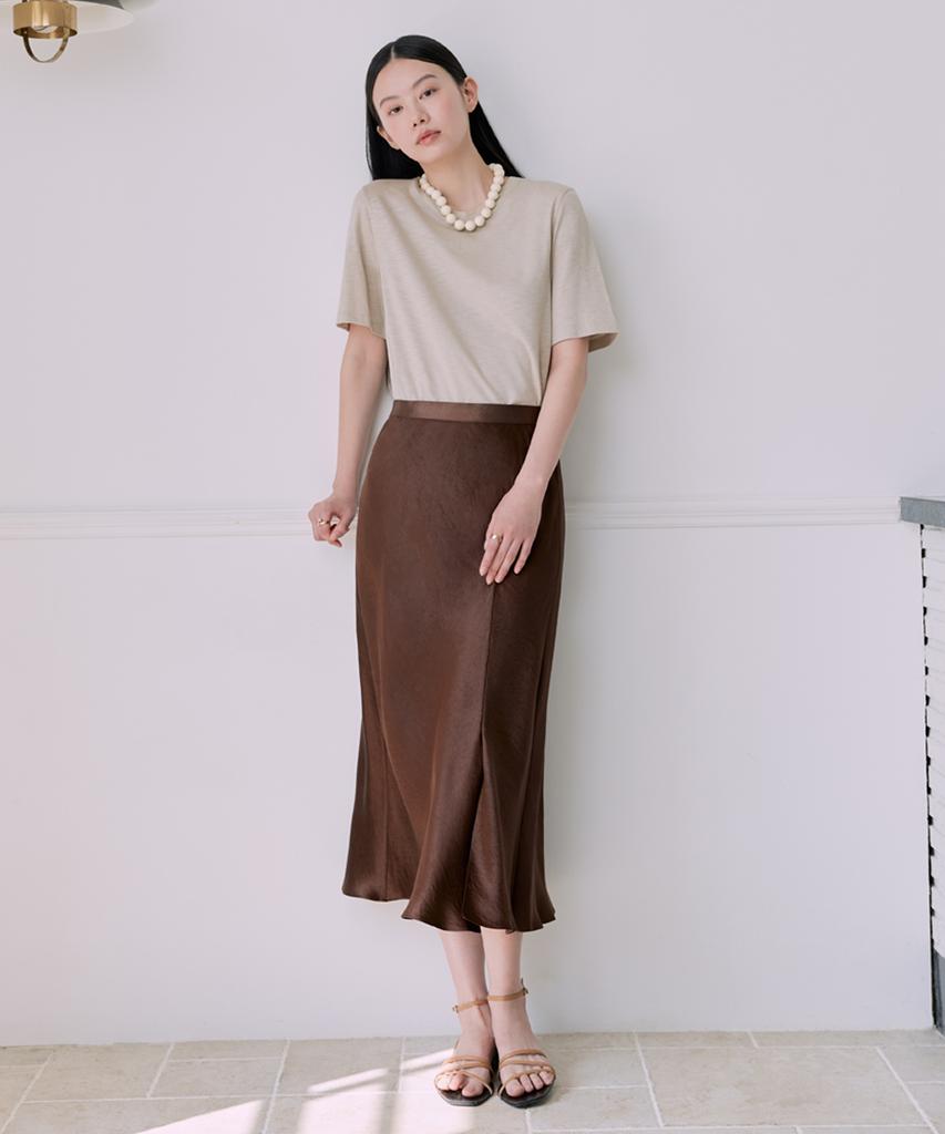 Deoesji Acetate Slit Skirt