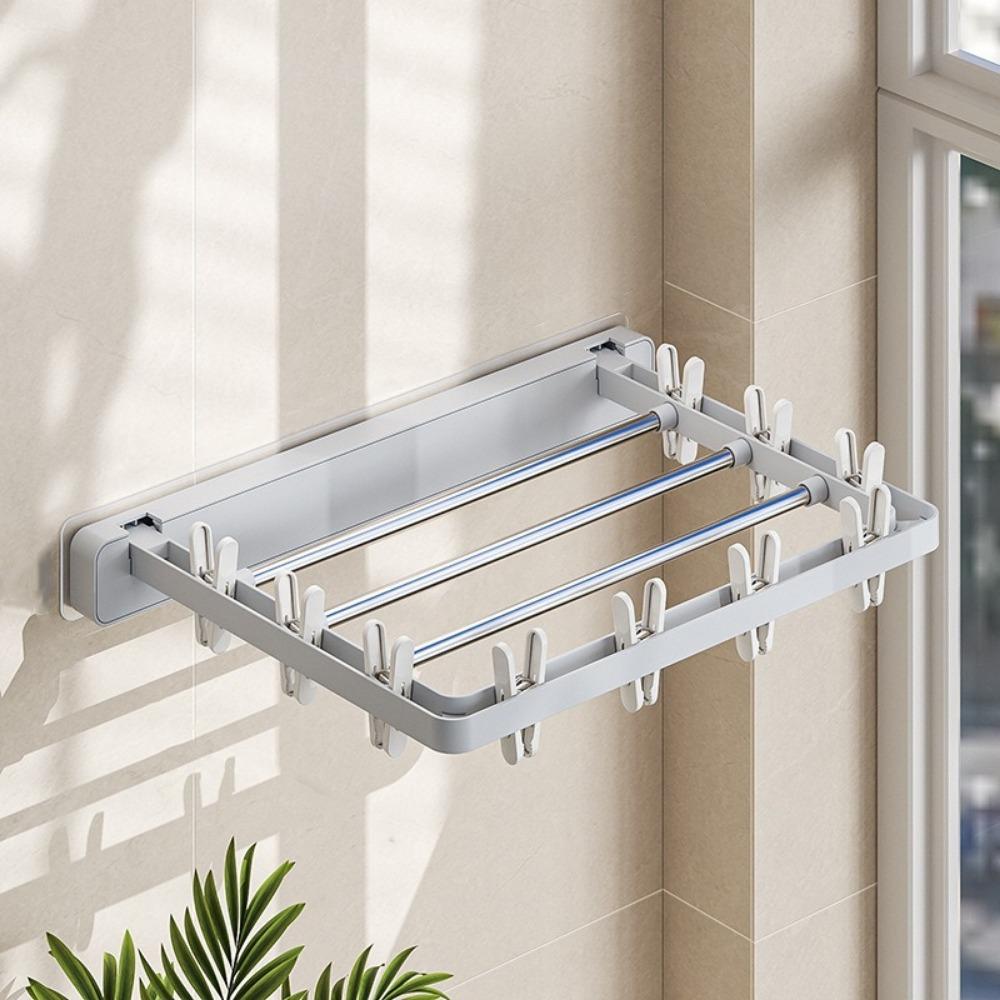 Anti-slip Sock Folding Clothes Dryer Windproof Multi-Clip Drying Rack Folding Drying Rack  Indoor