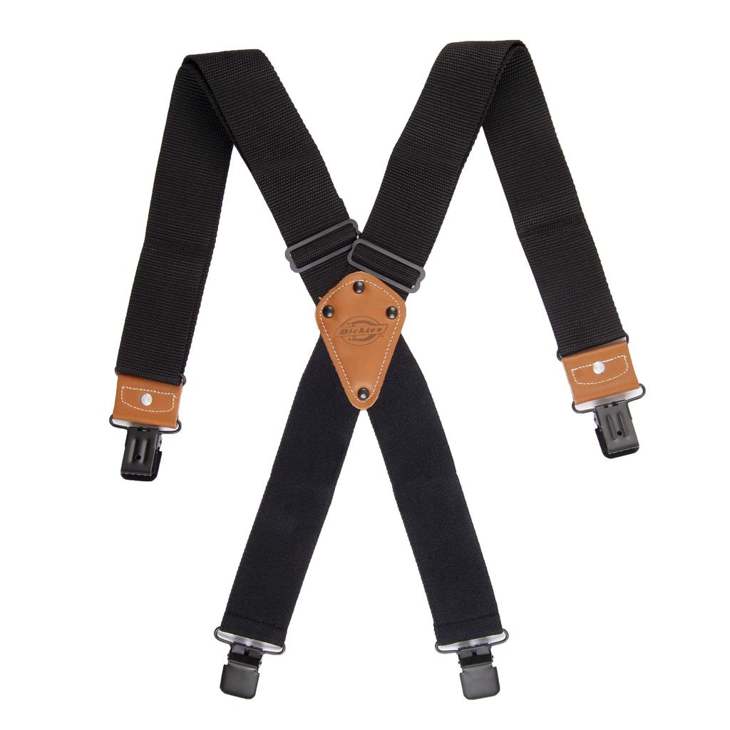 Dickies Industrial Strength Suspenders - Adjustable Wide Thick Straps for Heavy Duty Work Pants, Black, One Size Fits All