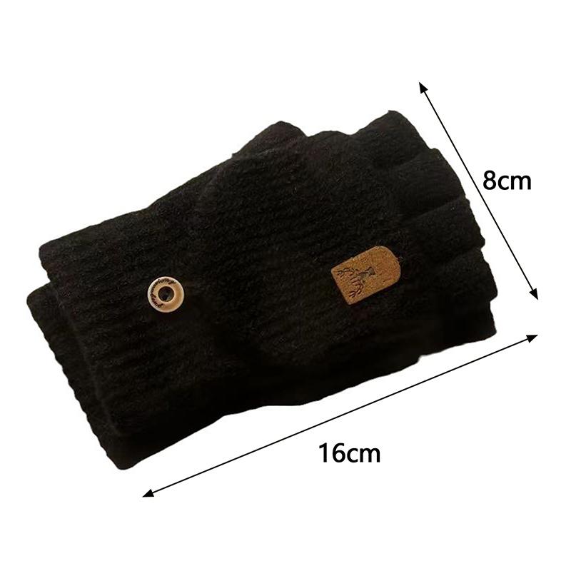 Men Women Winter Gloves Soft Warm Half Finger Glove Open Flip Design Knitted Thickened Windproof Hand Cover Festival Gifts